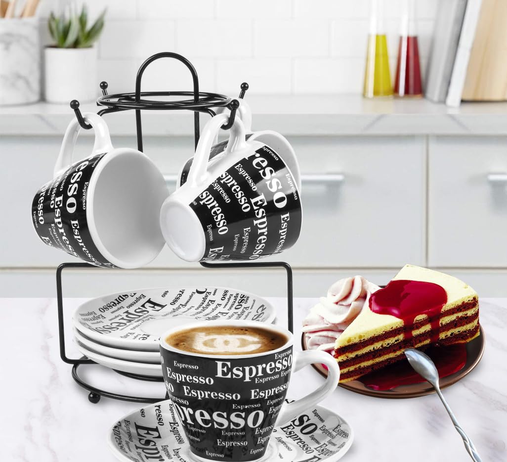 Bene Casa 43888 Espresso Set with Iron Stand, 9 Piece