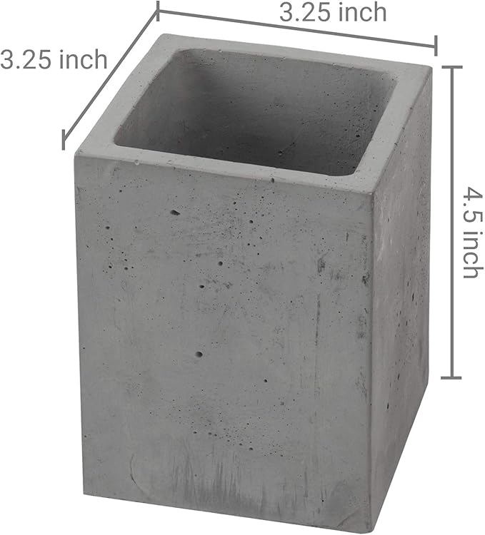 MyGift Pen Holder Pencil Holder For Desk,Pen Cup Holder For Desk,Concrete Desktop Pencil Cup,Modern Gray-Tone,Set of 3