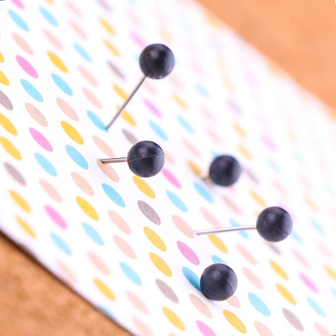 Yalis Push Pins Map Tacks 1/8-Inch Assorted Color Beads Head Map Marking Push Pins,500-count (Black)