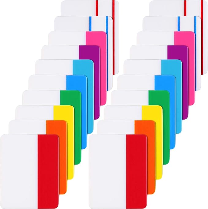 JOVITEC 400 Pieces 20 Sets Sticky Index Tabs 2 Inch Colored File Folder Tabs Flags Writable and Repositionable Labels for Pages or Book Markers, Reading Notes, Classify Files(400 Pieces,Style A)