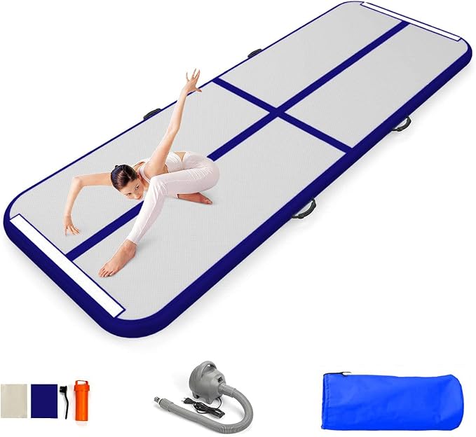 10ft/13ft/16ft/20ft Air Mat Tumble Track Inflatable Gymnastics Tumbling Track Mat with Electric Air Pump for Cheerleading/Practice/Beach/Park/Home use