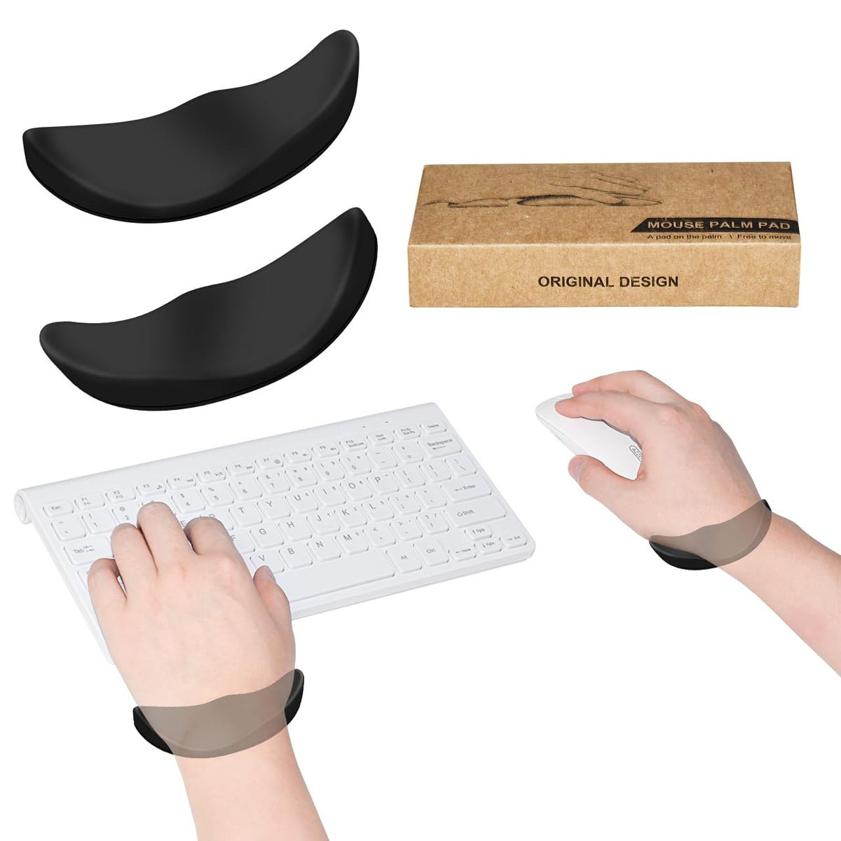JIKIOU Left-Handed and Right-Handed Truly Ergonomic Wrist Rest for Mouse and Keyboard, Carpal Tunnel Support, Pain Relief, Anti-Fatigue, Easy Glide, Office Computer Laptop Gaming (Left+Right)