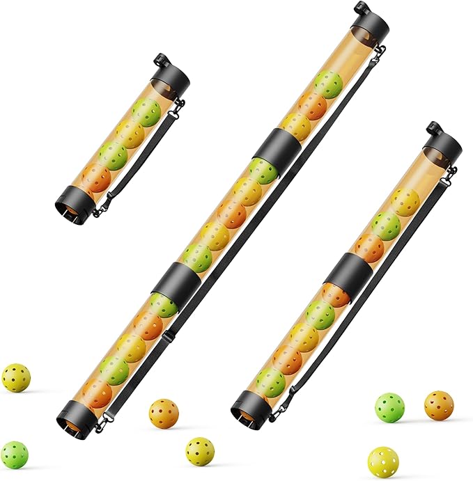 17 Balls Pickleball Ball Retriever & Ball Holder Storage with Strap, Back Saver for Pickleball Accessories, Quick for Pickleball Tube Ball Pickup