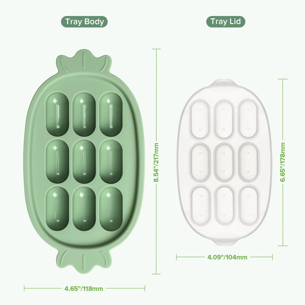 Haakaa Baby Popsicle Mold - Baby Food Maker & Breastmilk Teething Freezer Tray - BPA Free Silicone-Green