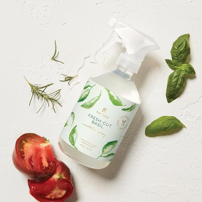 Thymes Countertop Spray - Counter Cleaner Spray - Household Cleaning Supplies (Fresh-Cut Basil, 16.5 fl oz)