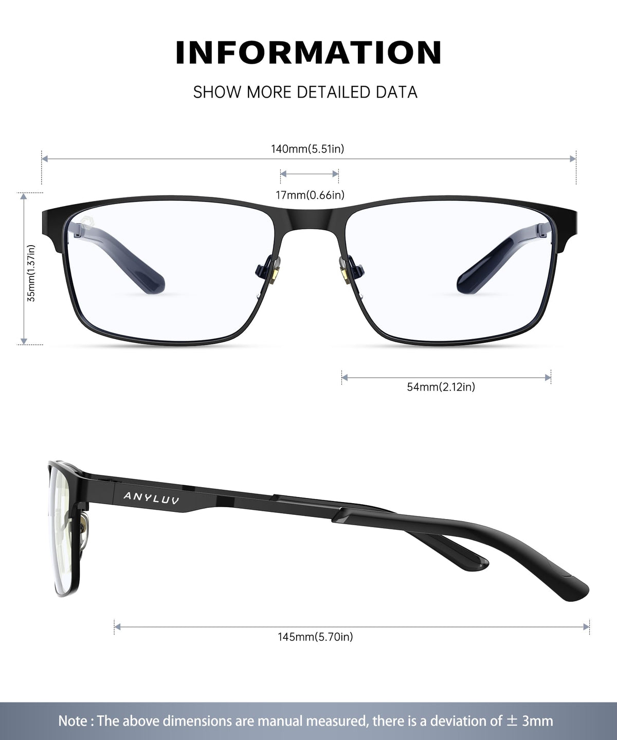ANYLUV Blue Light Glasses for Men/Women, Lightweight Blue Light Blocking Glasses, Anti-Eye Strain Computer Glasses for Gaming