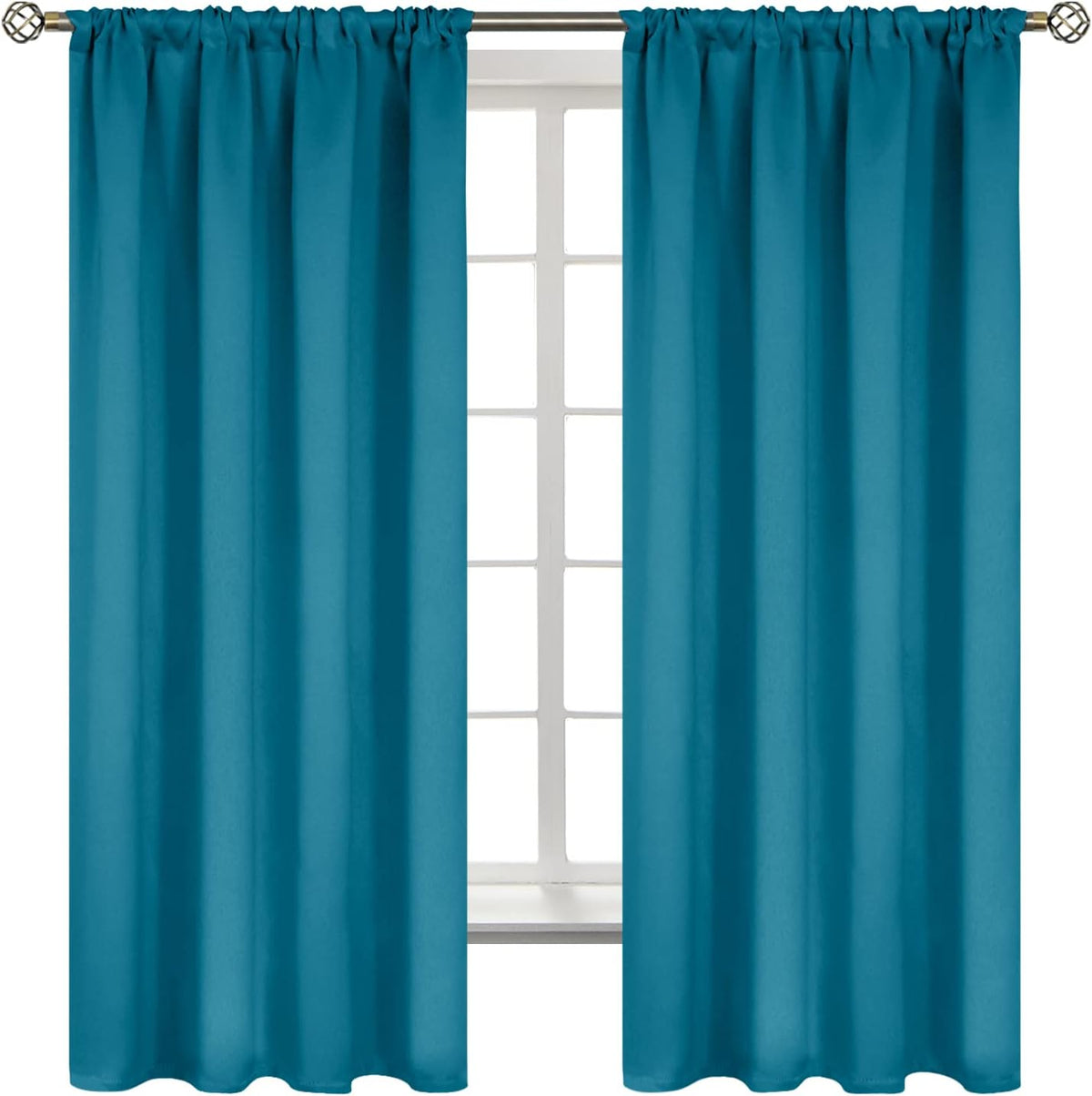 BGment Peacockblue Blackout Curtains for Bedroom 63 Inch Length 2 Panels - Thermal Insulated Window Drapes with Rod Pocket Room Darkening for Living Room, 42 x 63 Inch