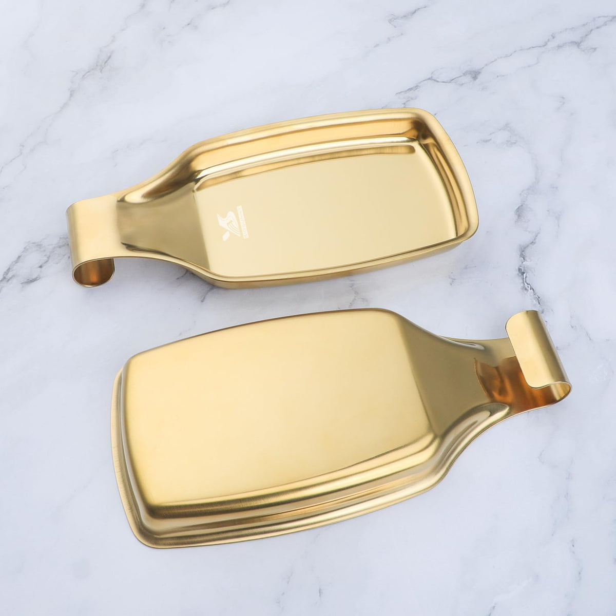 MSY BIGSUNNY Stainless Steel Utensil Tray Spoon Rest Holder for Stove Top, 2 Pack Stainless Steel Spoon Rest, Golden