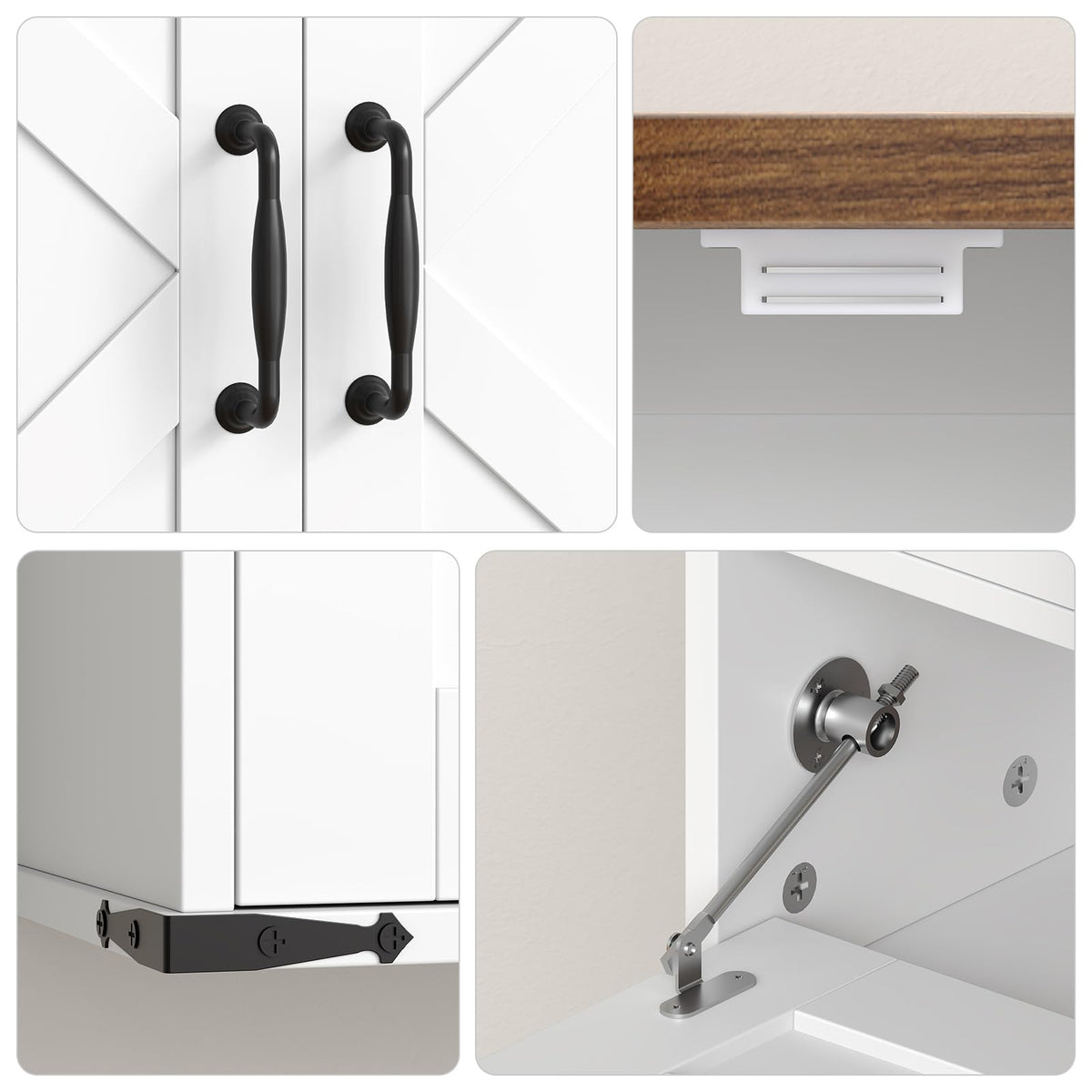 HOOBRO Farmhouse Wall Mounted Cabinet with Adjustable Shelf, Medicine Cabinet with Flip-Down Door, Over The Toilet Bathroom Organizer, for Small Bathroom, Kitchen, White and Walnut