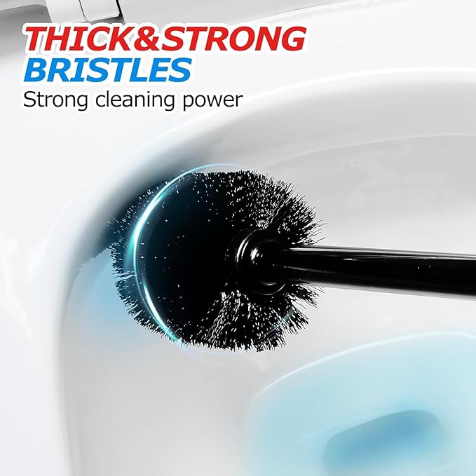 2Pack 3 in 1 Toilet Brush and Plunger Set,Toilet Bowl Brush Plunger Set,Toilet Brush Plunger Combo,Cleaning Supplies, Crevice Cleaning Brush, Bathroom Cleaning Tools, Bright Black
