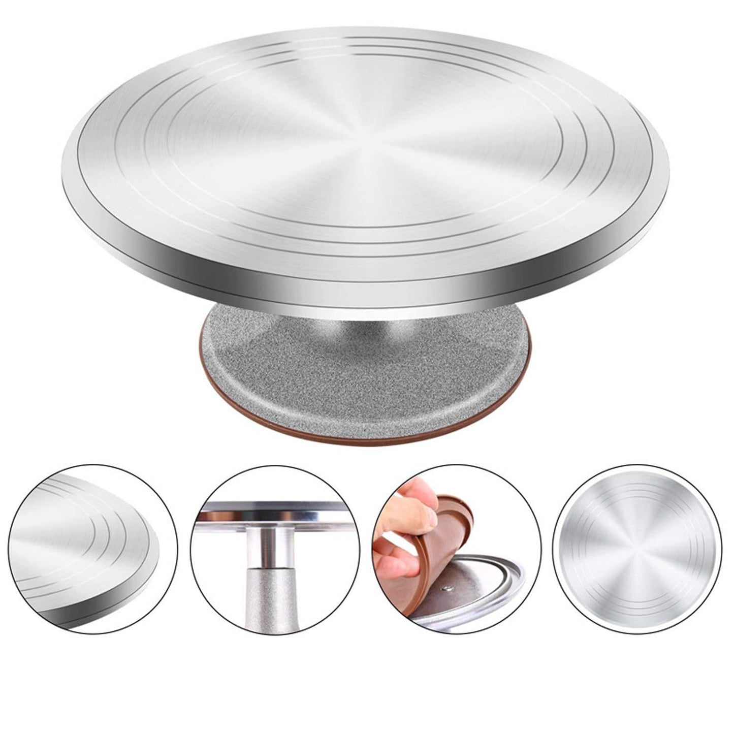 Rotating Cake Turntable, 14" Aluminum Revolving Cake Stand, Cake Spinner Display Tray Plate Tools Accessories for Baking Cupcakes, Pastries and Cake Decorations