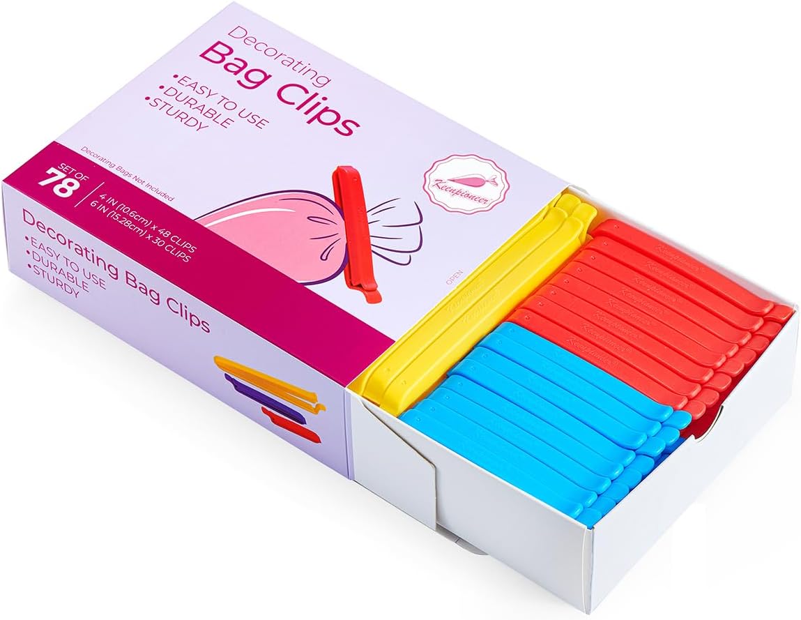 Keenpioneer Decorating/Icing Bag Sealing Clips, 78 Pack, Multipurpose for Food and Snack Storage, 4inch and 6inch Long