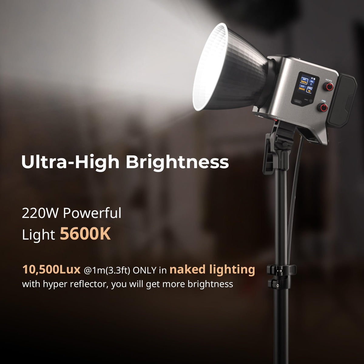 SMALLRIG RC 220D Pro 220W COB Video Light, Daylight Continuous Output Light 5600K, CRI 95+, Modular Body Design Bowens Mount Light, Support 3 Power Supply Methods, App Control for Photography