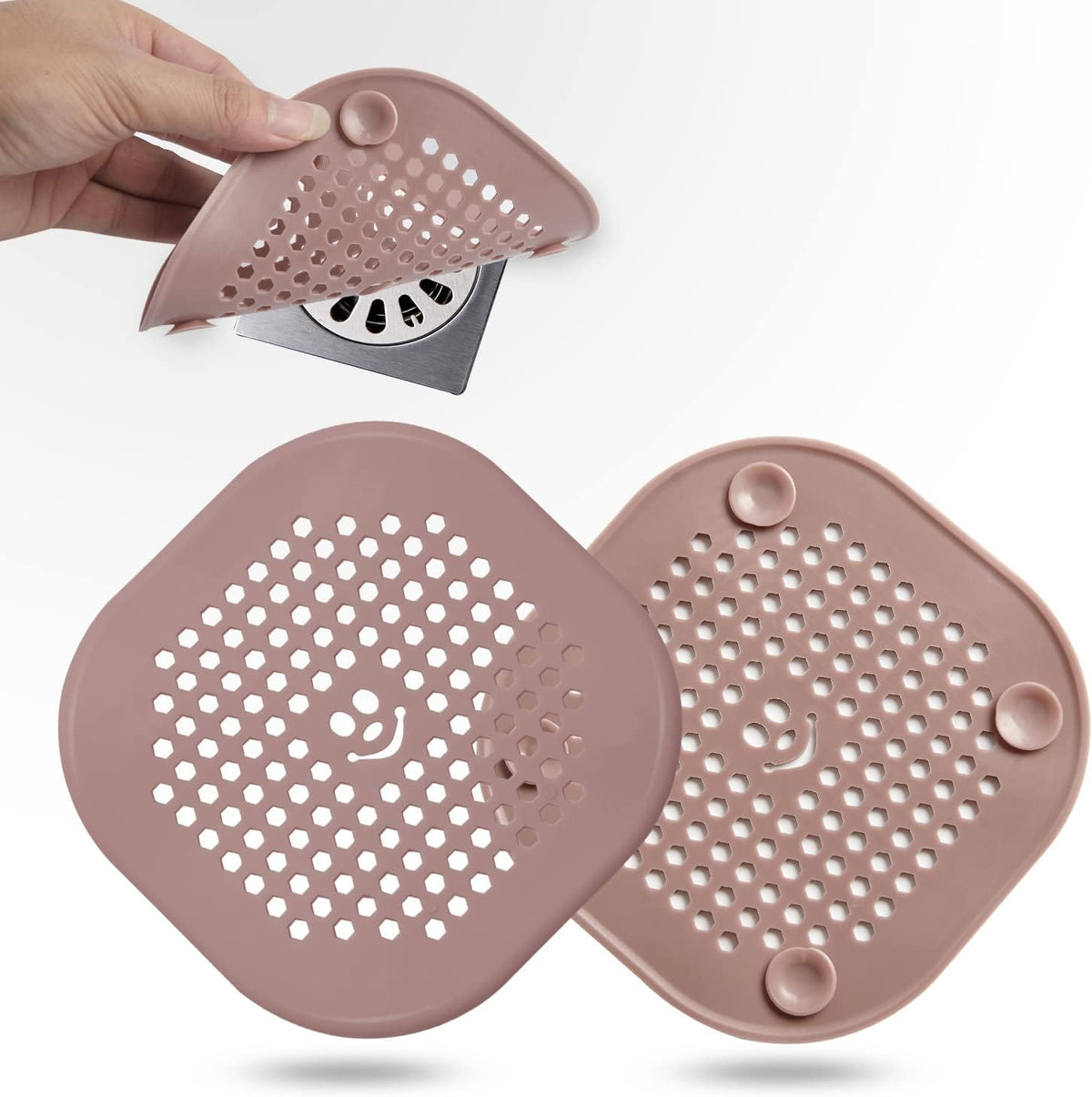 Drain Cover Hair Catcher Drain Plug Hair Stopper Drain Protector for Shower Bathroom Accessories Bathtub Lotus Pink 2 Pack