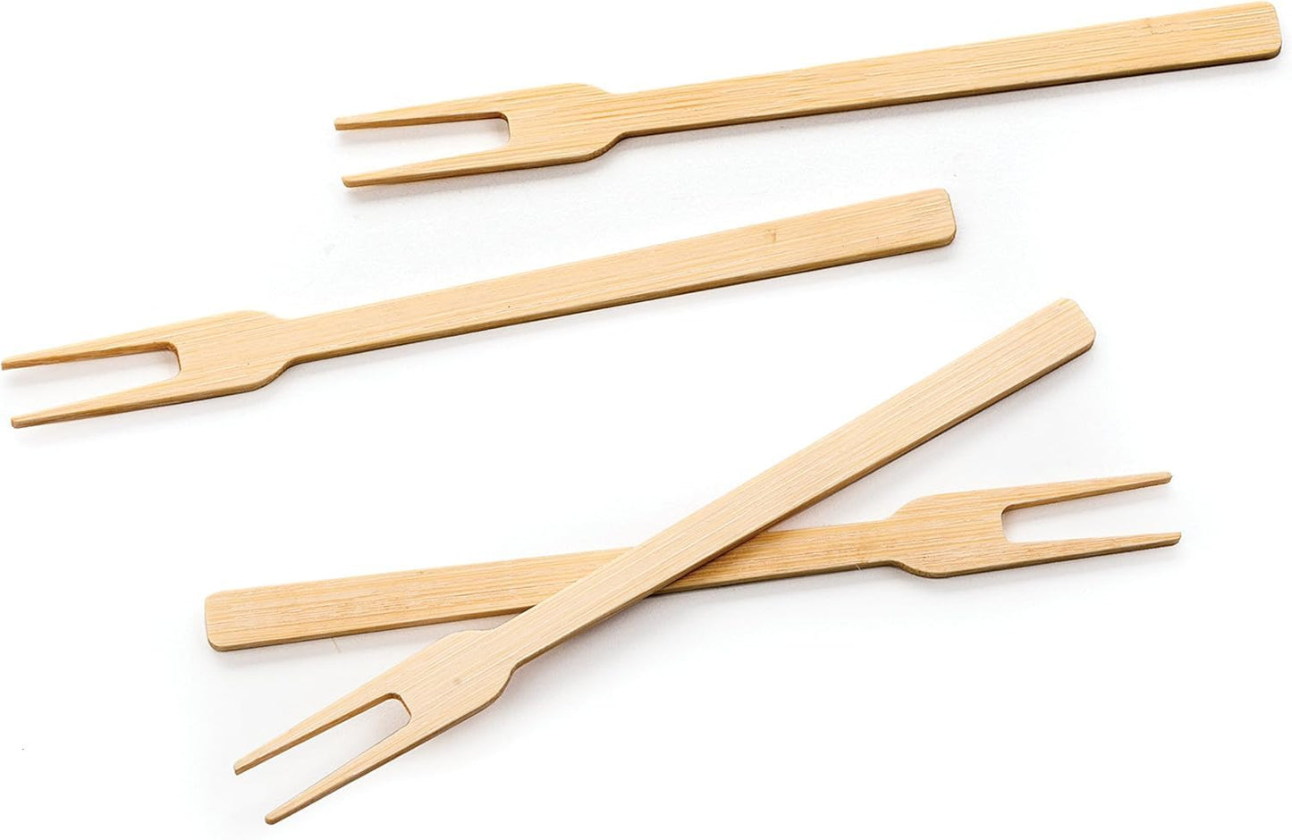 RSVP International Compostable Bamboo Serving & Cocktail Picks, Appetizer Fork, 50-Count, 6"