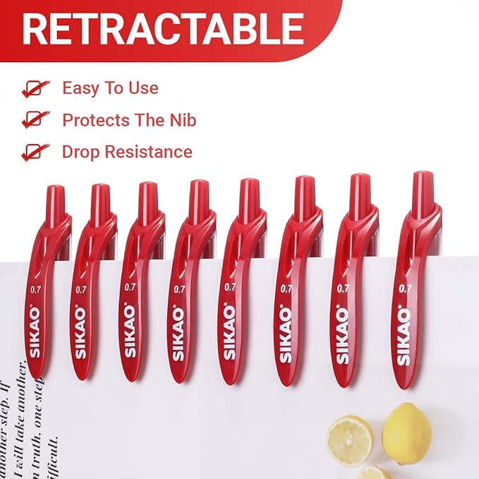 Red Gel Pens Bulk 30 Pack Red Pens Fine Point Smooth Writing No Smudge, CLOUD TOUCH Grip 0.7mm Gel Ink, Retractable Rollerball Pens for Server Office School, Lapiceros (RED)