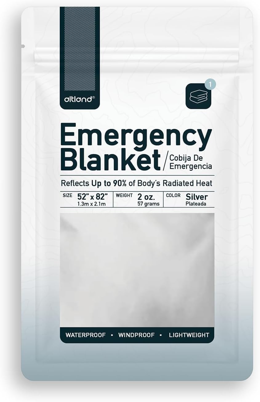 Altland 25 Pack of Emergency Blankets - Bulk Heat Reflective Blankets for Winter Survival Kits, Disaster Preparedness, Cold Weather Camping, and Homeless Care Packages