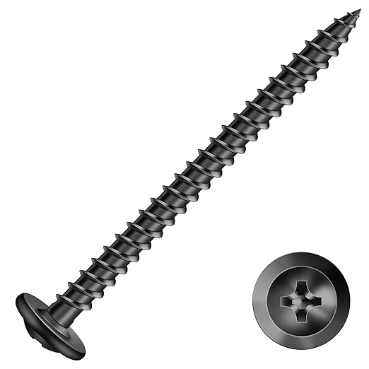 #8 x 2 Inch Wood Screw 100Pcs Alloy Steel Standard Thread Truss Head Fast Self Tapping Black Oxide by SG TZH