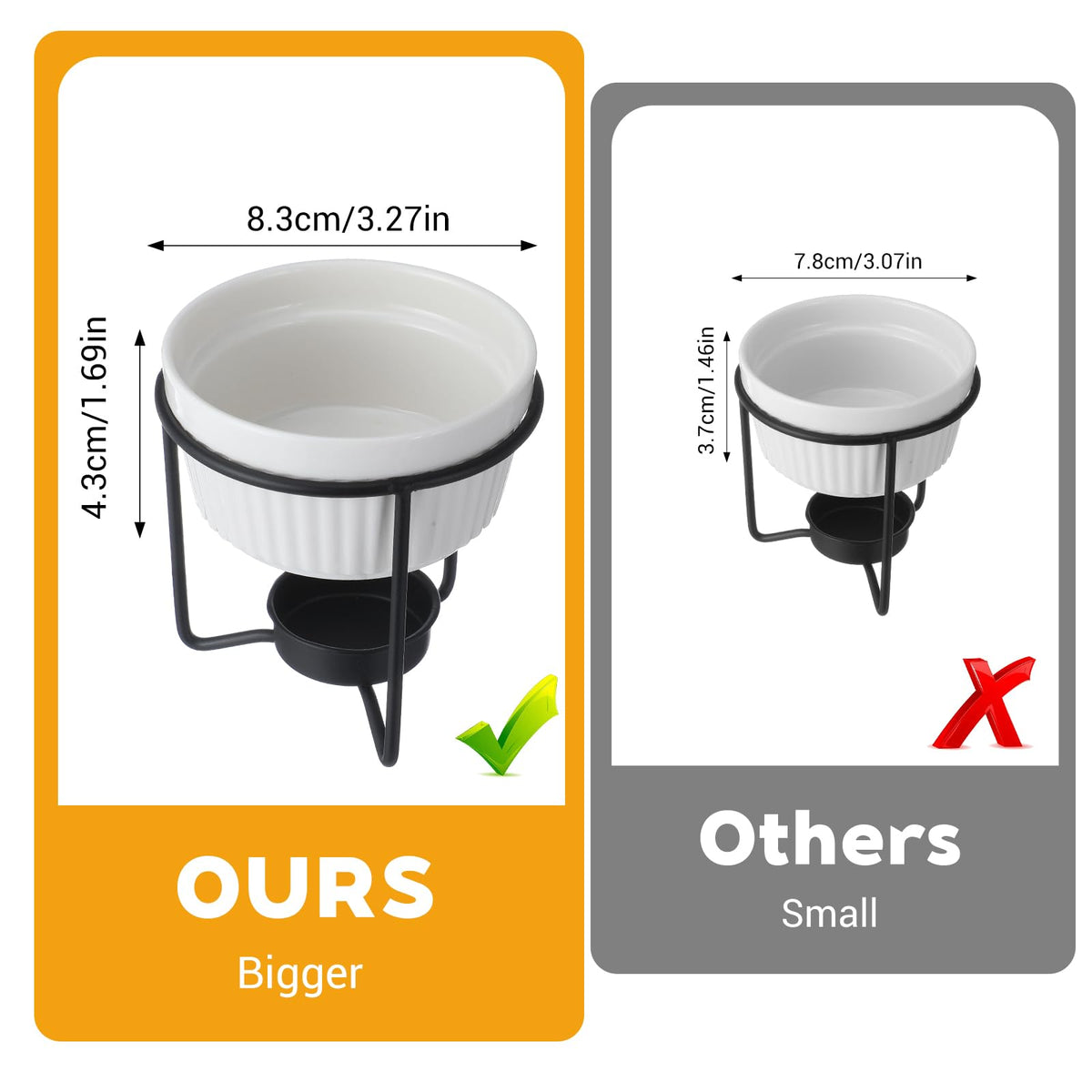 4 Set Ceramic Butter Warmers for seafood, Butter Melter Set of 2 for Chocolate or Cheese,Fondue- Dishwasher Safe,Oven Safe,Microwave Safe