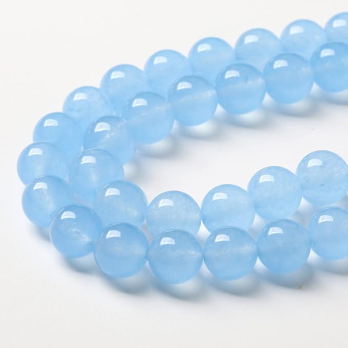 4mm 90pcs Blue Natural Chalcedony Aquamarines Stone Beads for Jewelry Making Round Jades Beads DIY Bracelet Accessories (Blue Aquamarine Chalcedony Jades, 4mm)