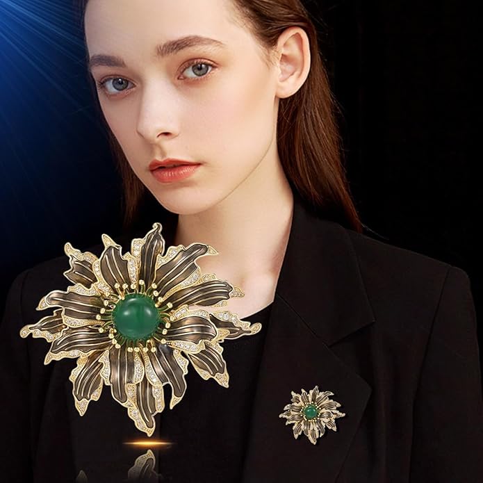 Flower Brooch Pin - Rhinestone Flower Pin 18k Gold Plated - Thanksgiving Day, Birthday, Wedding Gifts for Mom, Wife