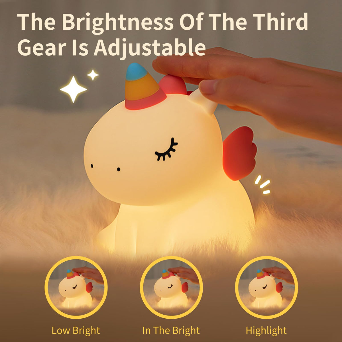 AVACOM Unicorn Night Light for Kids - Cute Nursery Night Light, LED Squishy Unicorns Lamp, Silicone Unicorn Dimmable Light up Duck, Rechargeable Bedside Touch Lamp for Breastfeeding, Bedroom