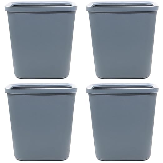 Small Trash Can 4 Pack, 2 Gallon/8 L Blue Grey Garbage Can for Office, Bedroom and Kitchen, Bathroom Trash Can Fits Narrow Space, Plastic Trash Bin Waste Basket