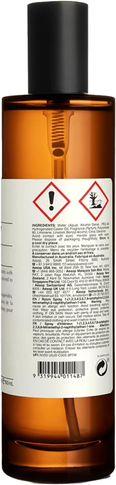 Aesop Olous Aromatique Room Spray | Non- Aerosol Air Freshener | Fresh, Woody, Citrus | Uplifting Citrus Botanicals, Cedar, Cardamom | Aroma for Several Hours | 3.4 oz / 100mL