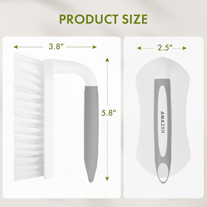 Amazer Scrub Brush for Cleaning Comfort Grip Shower Scrubber Flexible Stiff Bristles with Handle Heavy Duty Cleaner Brush for Tub Sink Carpet Floor - Pack of 2 (Grey+Grey)