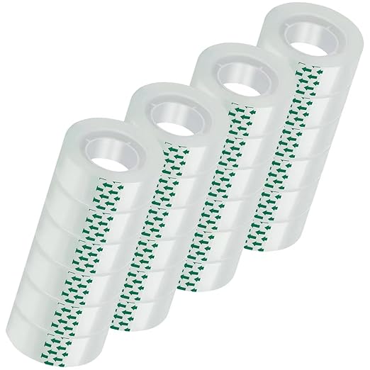 24 Rolls Clear Tape, Transparent Tape Refills, Gift Wrap Tape 3/4 * 1000 inch for Gift Wrapping for Office, Home, School