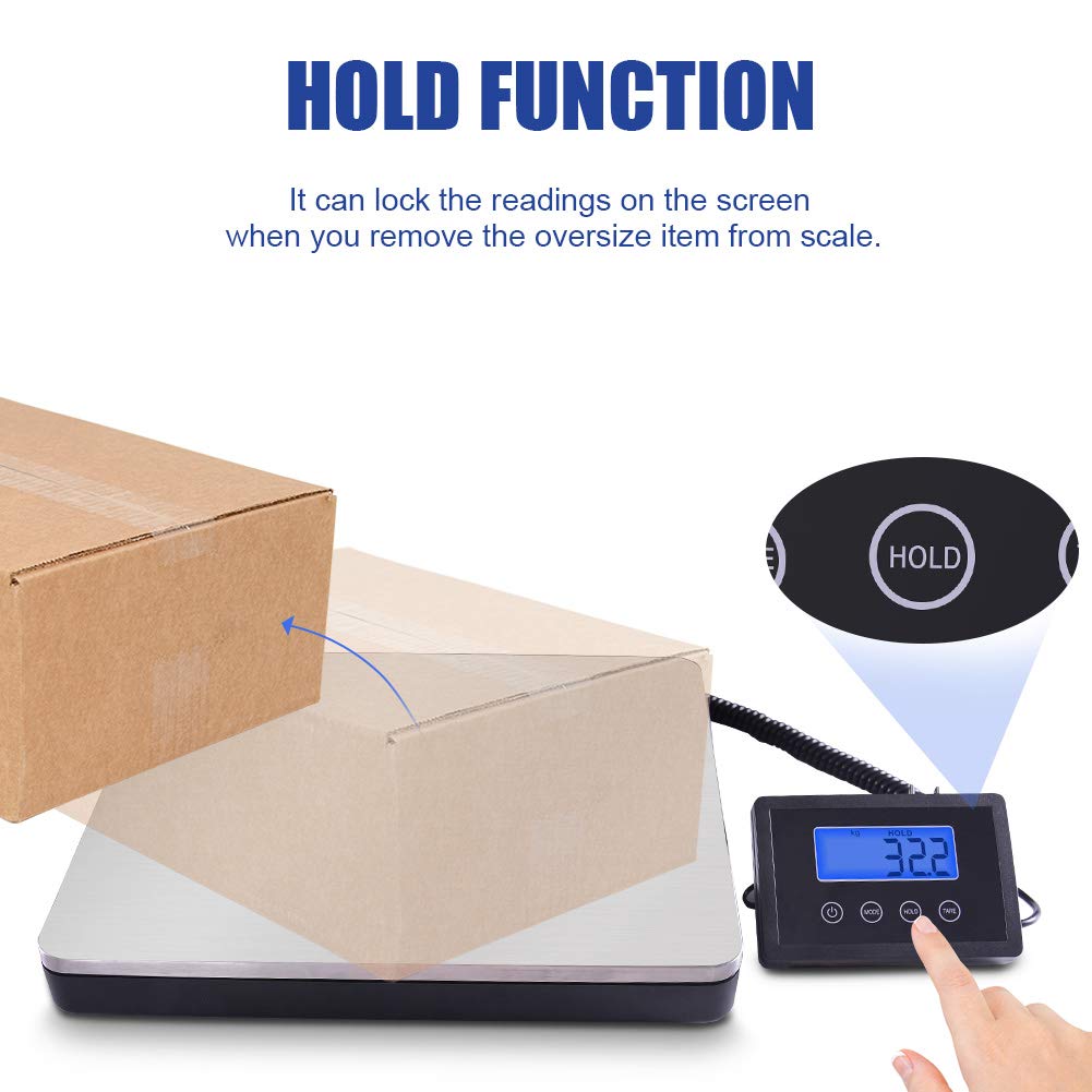Fuzion Shipping Scale 360lb x 0.1lb, Stainless Steel Postal Scale with Timer/Hold/Tare, Digital Shipping Scale for Packages/Luggage, Battery & AC/DC Adapter