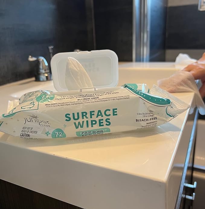 24 Pack Surface Cleaning Wipes Bleach Free, All-Purpose Cleaner for Bathroom, Kitchen, Office, 1728 Count Soft Flow, Fresh Scent, Bleach Free, Lint Free, Durable