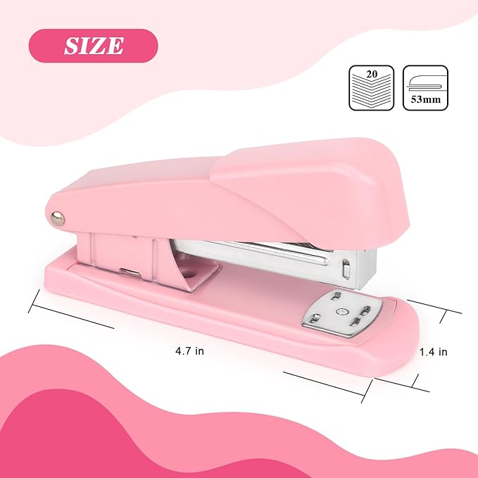 Tamaki Stapler, Office Stapler, Staplers for Desk(Pink)