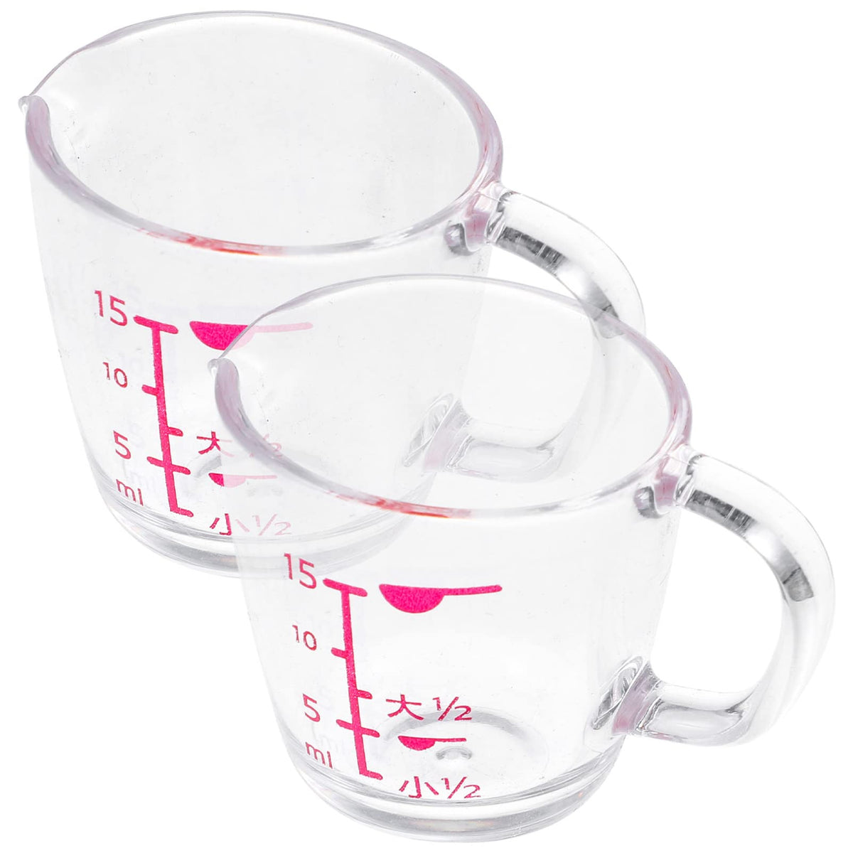 Kichvoe Small Measuring Cup with Scale 0.5Oz Plastic Graduated Liquid Measuring Cups Set of 2 for Kitchen Milk Cooking and Baking