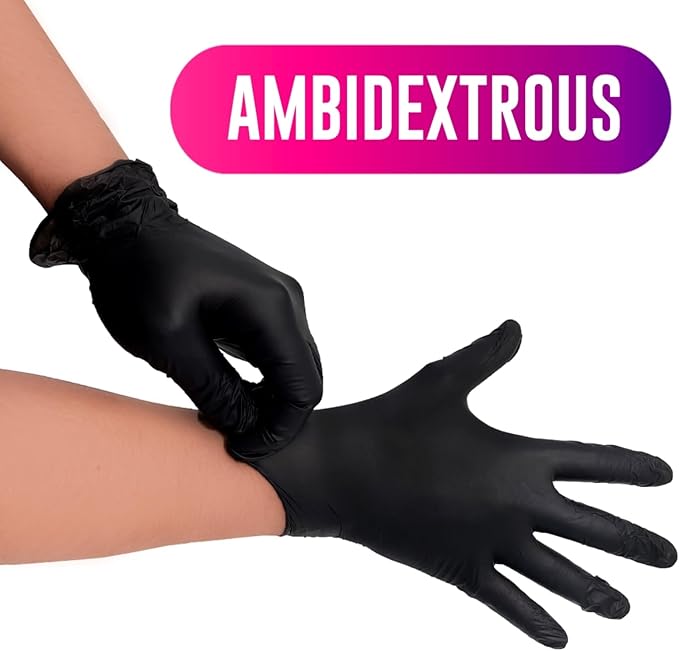 Colortrak Disposable Vinyl Gloves, Single-Use, Latex-Free, Powder-Free, Ambidextrous, Black