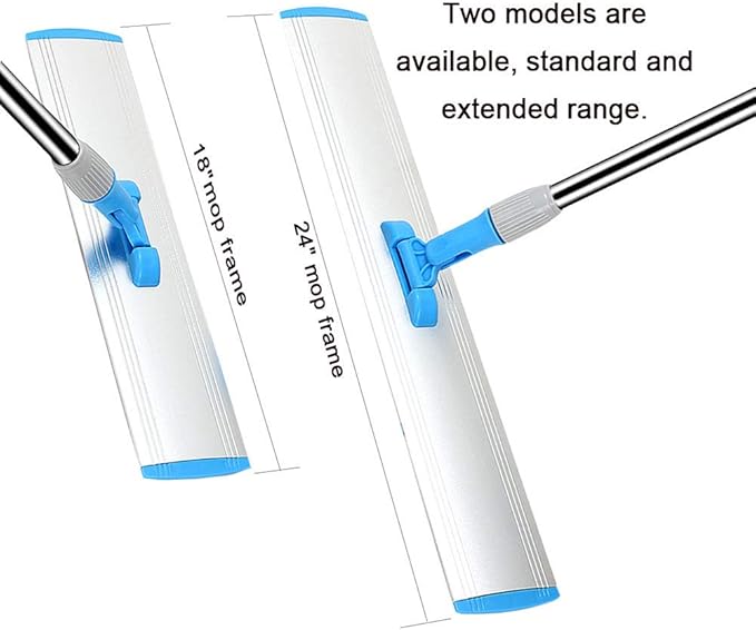 Microfiber Wet Mops 24 in Heavy Duty Flat Floor Mop Adjustable Handle with 4 Washable Mop Clothes