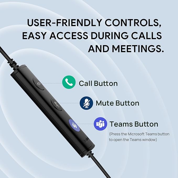 Yealink UH34 USB Headset with Mic,Stereo Wired Headphones with Noise Cancelling Microphone,Professional Work Headset VoIP Phone PC Computer Call Center Office(Ultra Light)