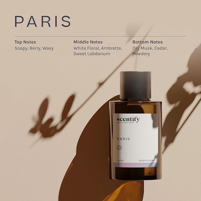 Scentify Paris Aroma Oil Refill Scent for Oil Diffusers - Berry, Floral, Amber, Powdery Scents - Luxurious Relaxing Aromatherapy Diffuser Fragrance 100ml, 3.38 oz