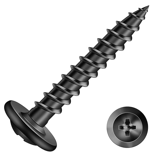 #8 x 1 Inch Wood Screw 500Pcs Alloy Steel Standard Thread Truss Head Fast Self Tapping Black Oxide by SG TZH