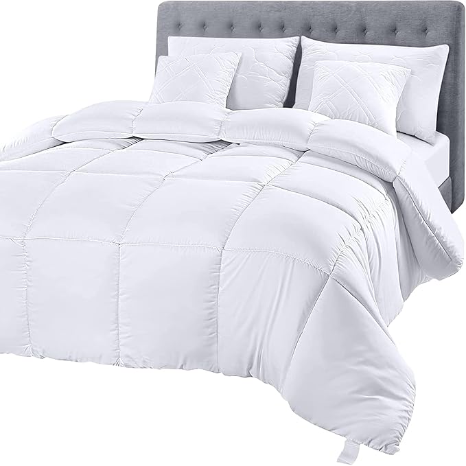 Utopia Bedding Comforter Duvet Insert, Quilted Comforter with Corner Tabs, Box Stitched Down Alternative Comforters Twin Size (White)