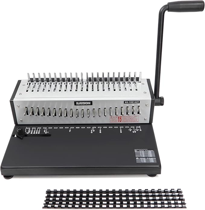 Rayson SD-1501A21 Binding Machine with Combs Set - 21 Hole / 200 Sheets Comb Binder for Punching or Binding
