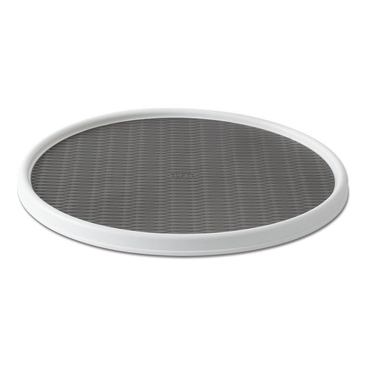 Copco 18-Inch Lazy Susan Turntable Organizer, Non-Skid Pantry or Cabinet Spinner for Spices, Condiments, and Bottles, Durable White/ Gray Design