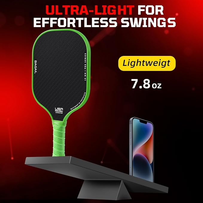 BAGAIL Pickleball Paddles, USAPA Approved Fiberglass Surface Pickleball Set, Lightweight Pickle Ball Rackets with 4 Balls, 1 Bag, Designed in California for Traction and Stability