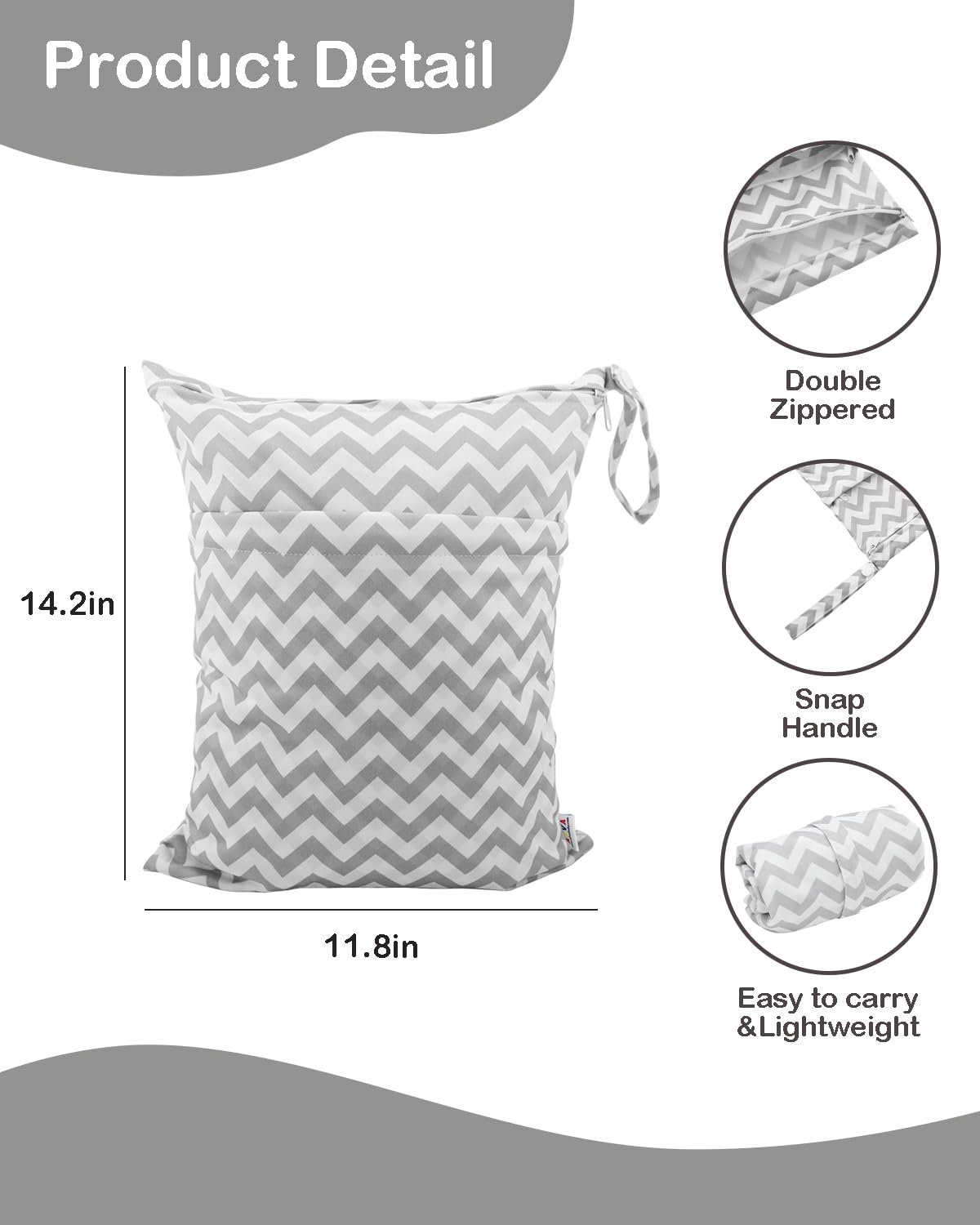 ALVABABY 2pcs Cloth Diaper Wet Dry Bags Waterproof Reusable with Two Zippered Pockets Travel Beach Pool Daycare Soiled Baby Items Yoga Gym Bag for Swimsuits or Wet Clothes L2933