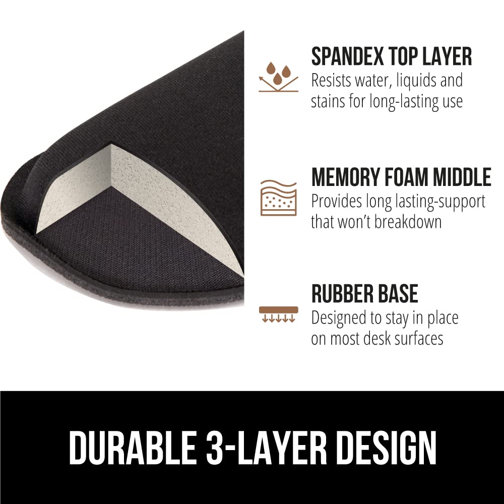 GORILLA GRIP Silky Gel Memory Foam Wrist Rest for Computer Keyboard, Mouse, Ergonomic Design for Typing Pain Relief, Desk Pads Support Hand and Arm, Mousepad Rests, Stain Resistant, 2 Piece Pad, Black