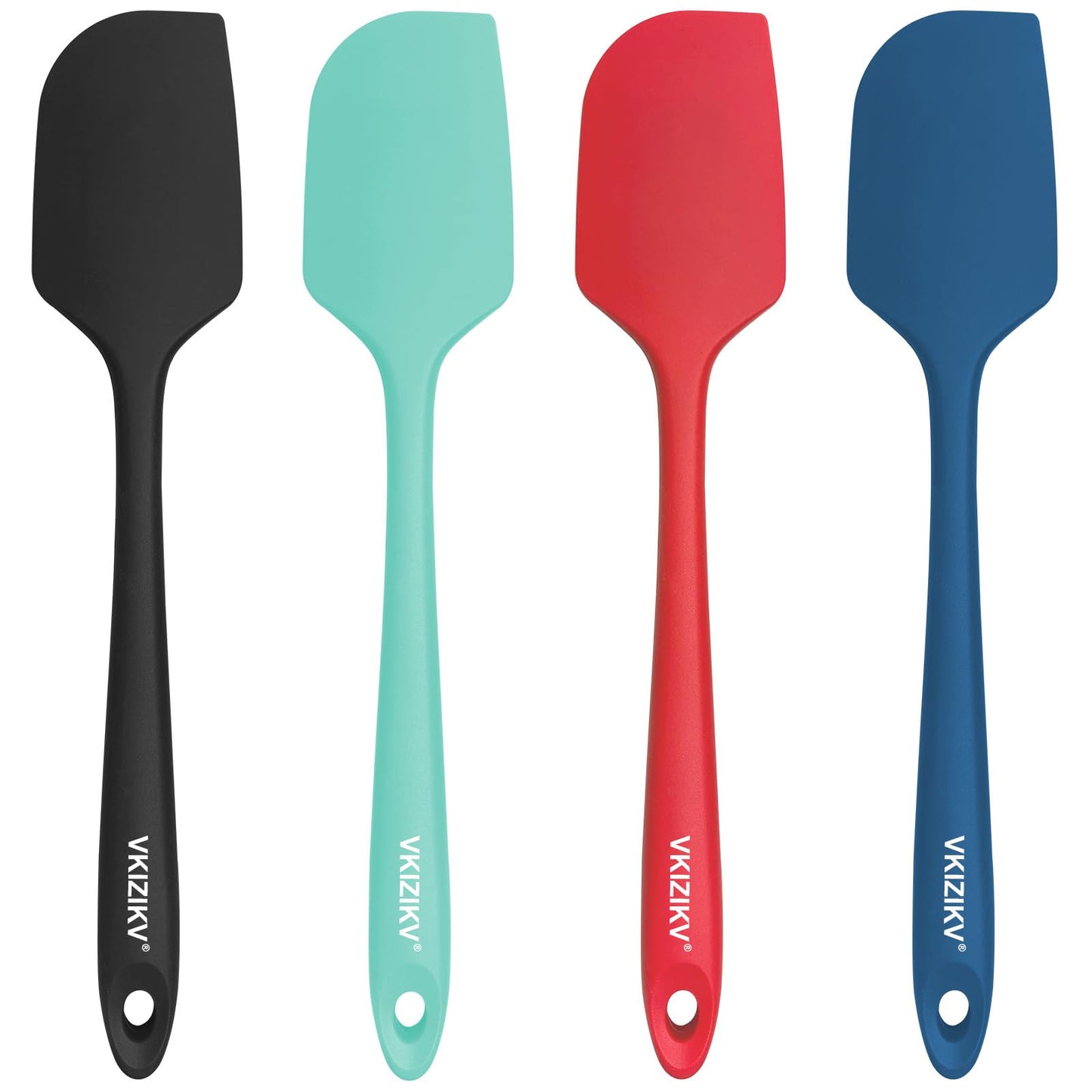 VKIZIKV 4 Pcs Silicone Spatula Set, 11.4 In, 600°F Heat Resistant Rubber Spatulas for Baking, Cooking & Mixing, Flexible and Non-Stick Kitchen Utensils, Seamless & Dishwasher Safe (Multicolor)