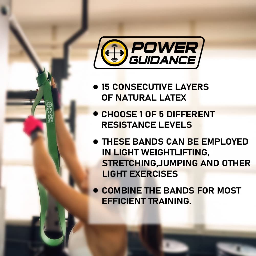 POWER GUIDANCE Pull Up Assist Bands - Stretch Resistance Band - Mobility Band - Powerlifting Bands - by Perfect for Body Stretching, Powerlifting, Resistance Training (Blue)