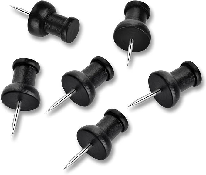 40Pcs Wood Push Pins, Decorative Thumb Tacks, Wooden Pins and Tacks, Cork Board Thumbtacks, Cute Thumbtack for Wall and Bulletin Board, Map Pins