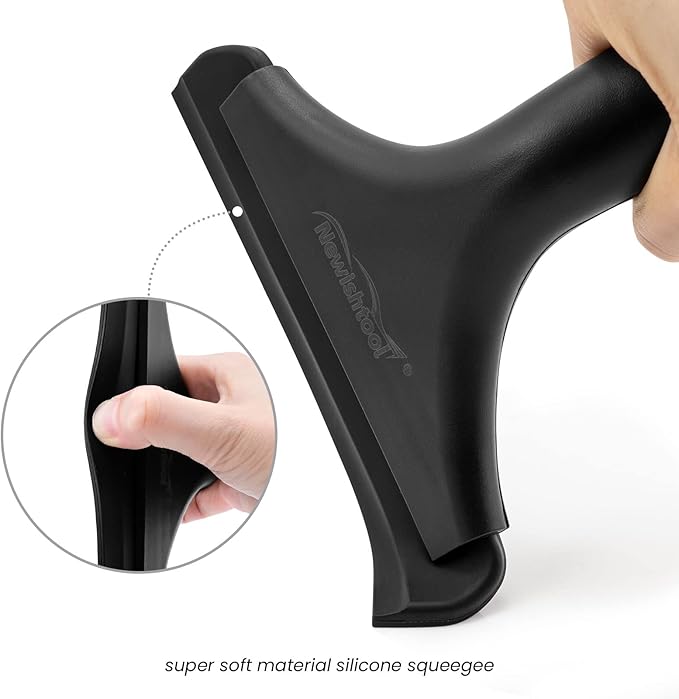 NEWISHTOOL Bathroom Shower Squeegee 5.9 Inch Soft Silicone Blade for Shower Glass Door Mirrors, Car Windshield, Kitchen Countertops Cleaning and Water Removal with Hanging Hole