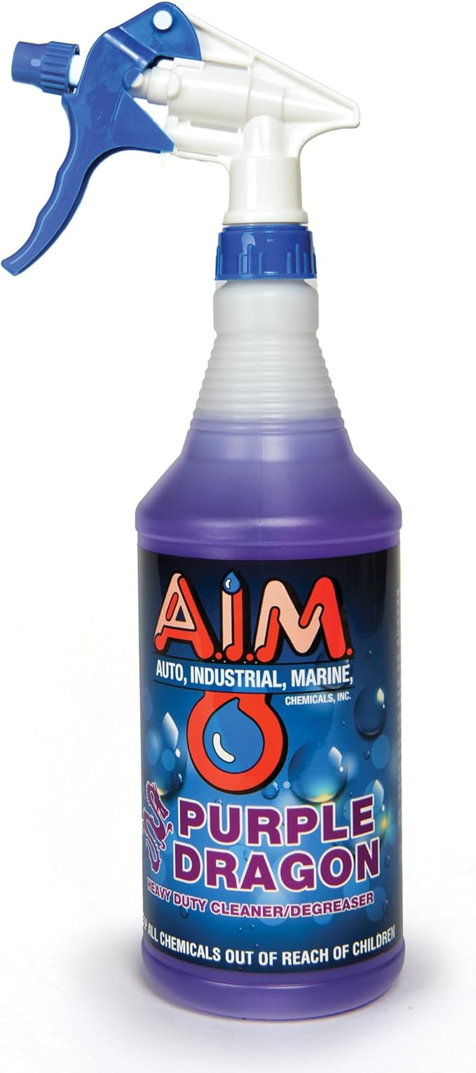 AIM Chemicals Purple Dragon Heavy Duty Degreaser – For Cars, Trucks, Equipment, and Concrete. Powerful wheel & tire cleaner for industrial use & car detailing. Compatible with wheel brush- Quart